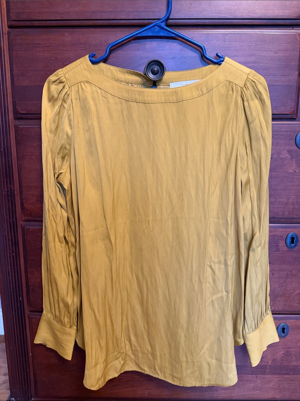 LOFT Gold Long-Sleeve Boatneck Blouse